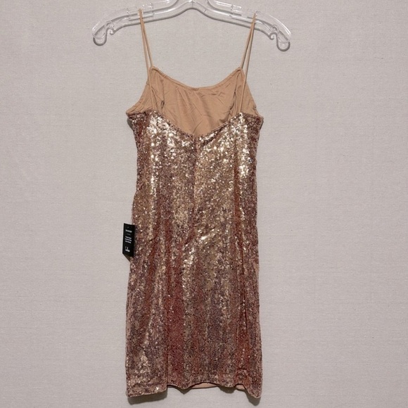 Lulus Bring It Rose Gold Sequin Bodycon Mini Dress Sz Medium - Picture 6 of 7